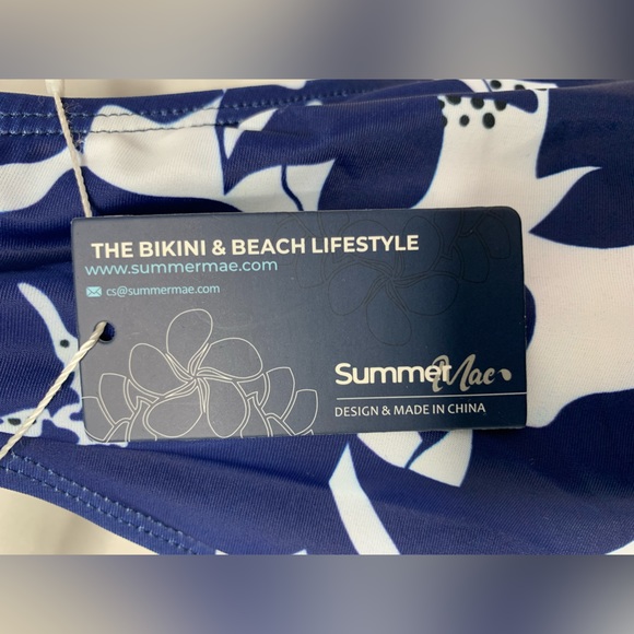 SOLD ❌Summer Mae Blue Floral Print Swimdress Bathing Suits | Large One Piece NWT - Picture 15 of 16